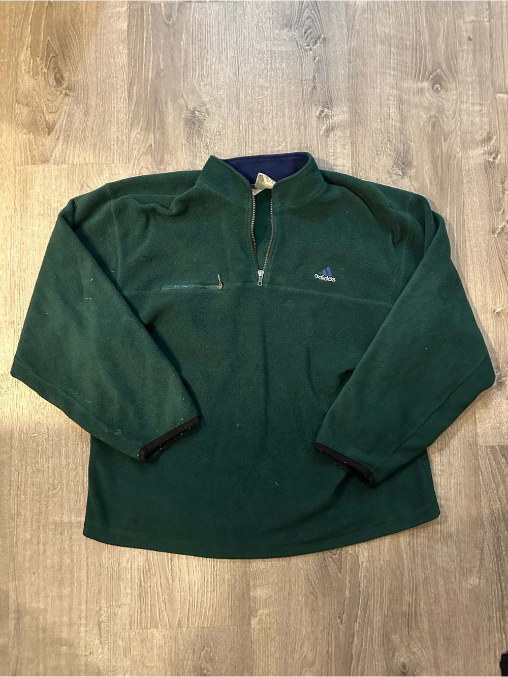 VTG adidas Men's Forest Green Half-Zip Fleece Pullover